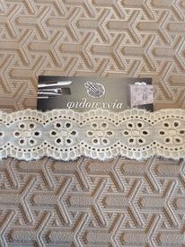 Κορδέλα δαντέλα αζούρ εκρού 3,8εκ. 1μέτρο