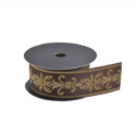 Κορδέλα με brocante σχέδιο καφέ, 3cm x4m