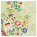 Χαρτοπετσέτα για decoupage, Embroidery Flowers Green, 1 τεμ.