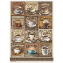 Ριζόχαρτο ντεκουπάζ Stamperia 21x29cm A4, Coffee and Chocolate, Frames with coffee 4822