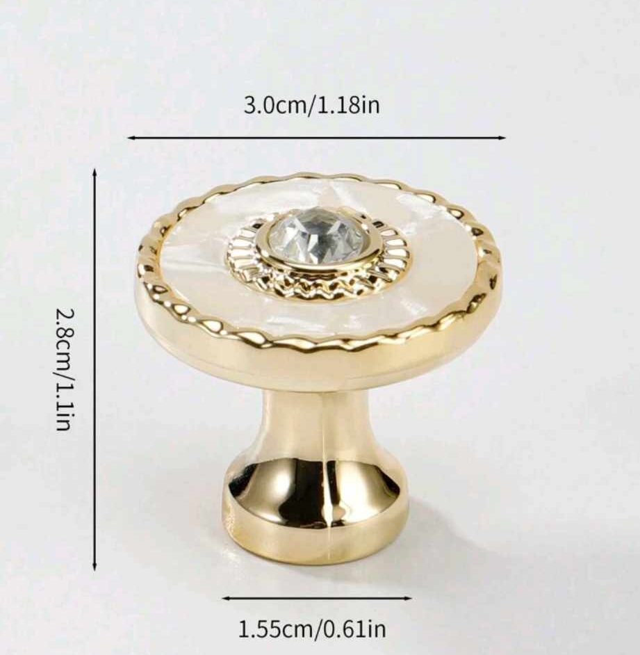 Πόμολο χρυσό με πέρλα και στράς