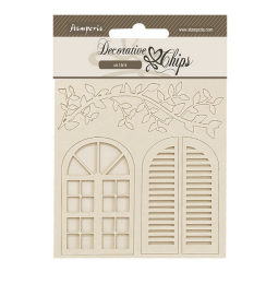 Chipboard Stamperia 14x14cm, Golden Harmony, Windows