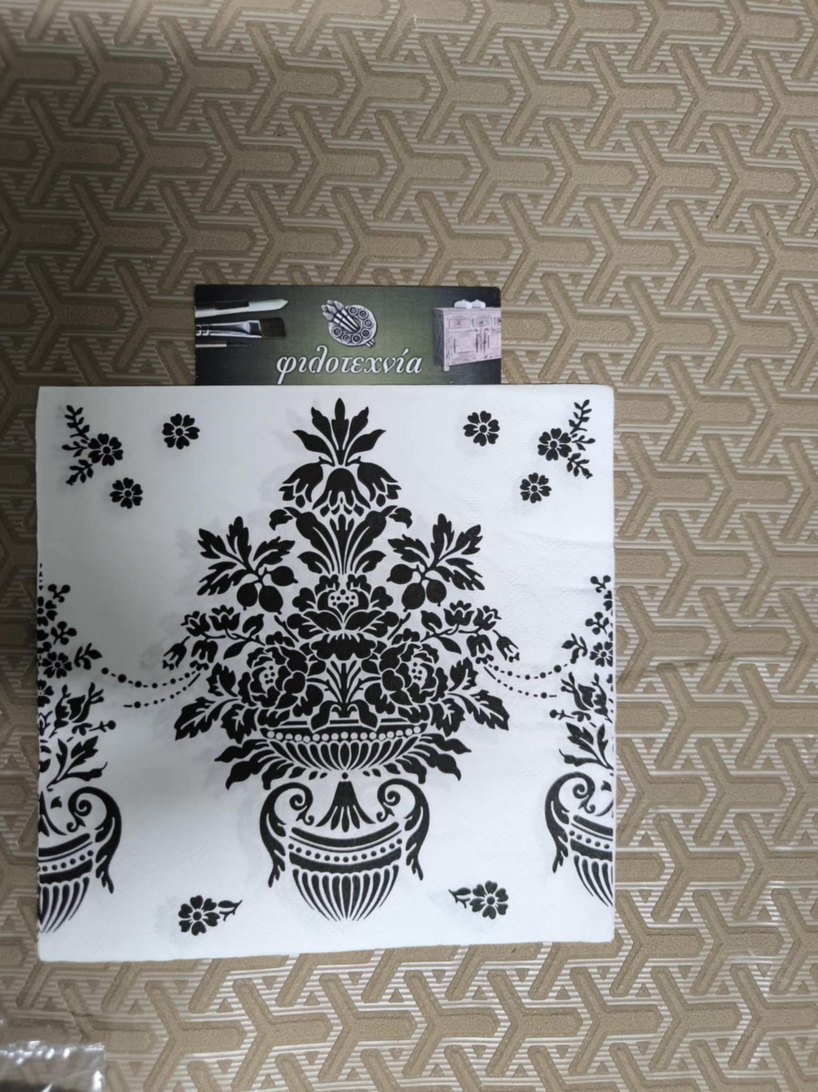 Χαρτοπετσέτα για decoupage 33x33cm μπαρόκ ασπρόμαυρο μοτίβο , 1τμχ.