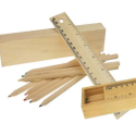 Ξύλινη κασετίνα 20.5x4x3cm χάρακας και σετ 8 ξυλομπογιές