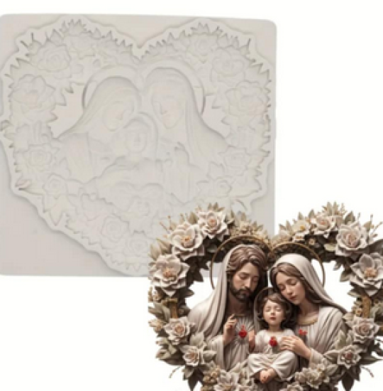 Καλούπι καρδιά με Αγία Οικογένεια 9χ9εκ.